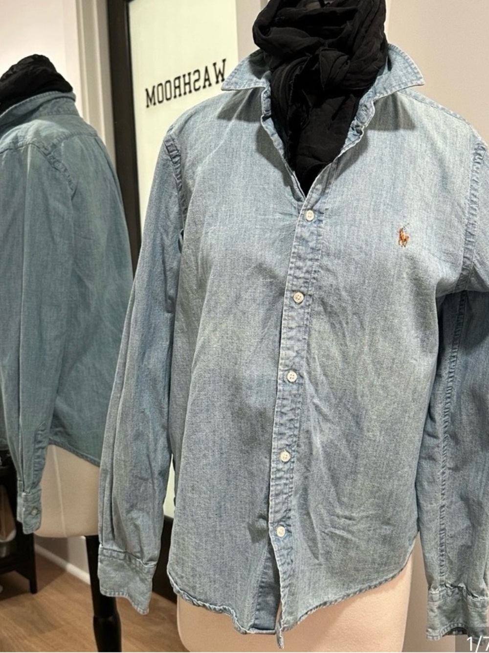 Polo by Ralph Lauren Chambray Light Wash Denim Button-Down Shirt